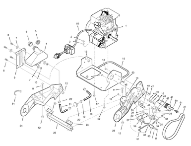 Engine And Frame Assembly Diagram and Parts List for 1695565 2008 Briggs and Stratton Snow Blower
